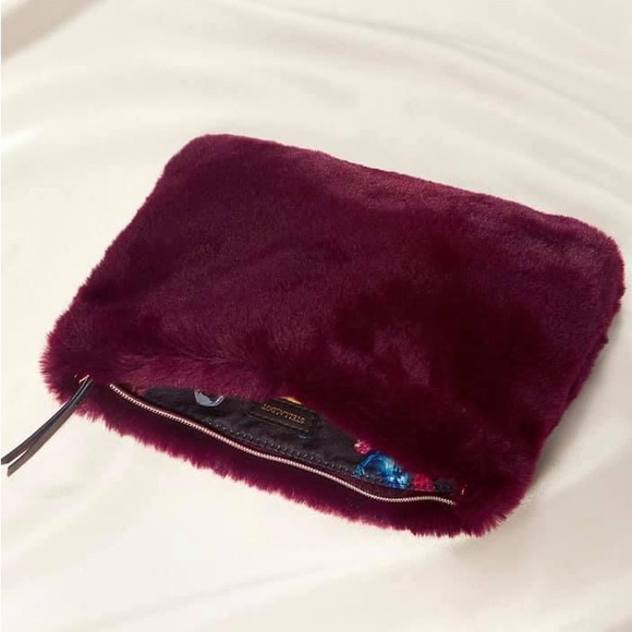 Burgundy Faux Fur Maven Wristlet